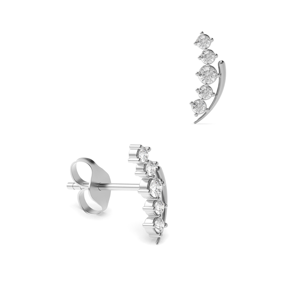 4 prong setting round shape statement style diamond designer earring