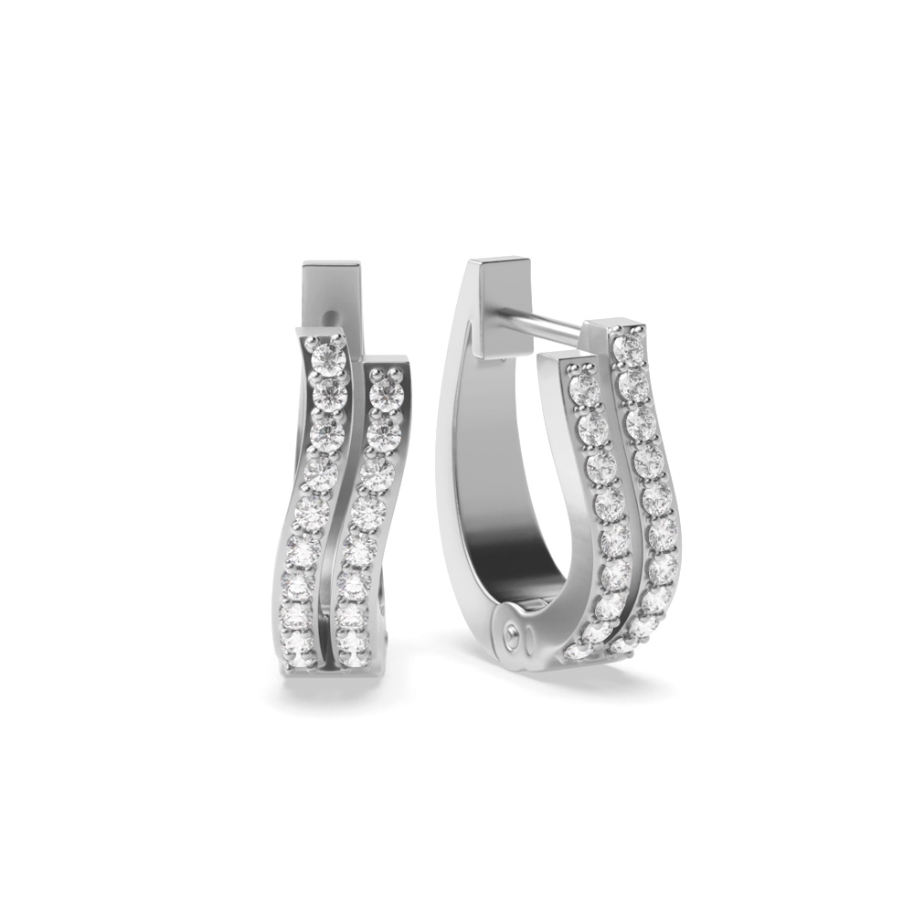 4 Prong setting round shape Lab Grown Diamond hoop earring