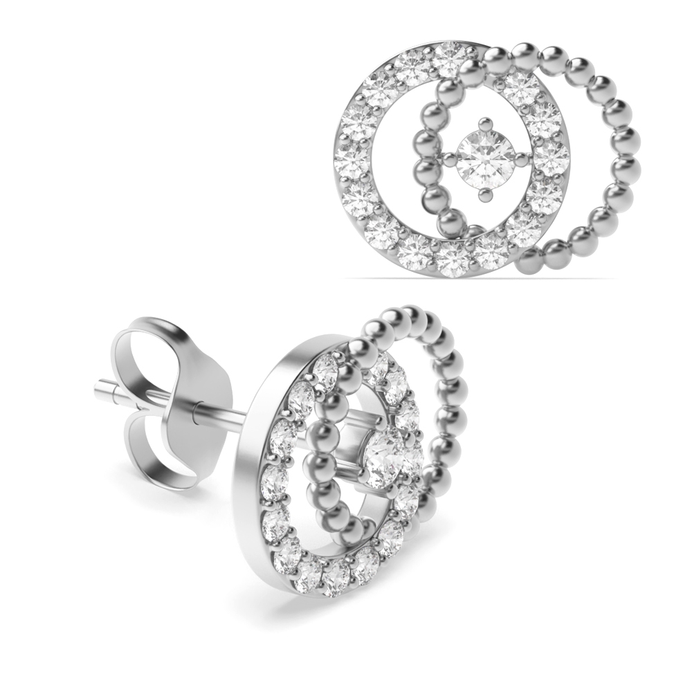 4 prong setting round shape diamond designer earring