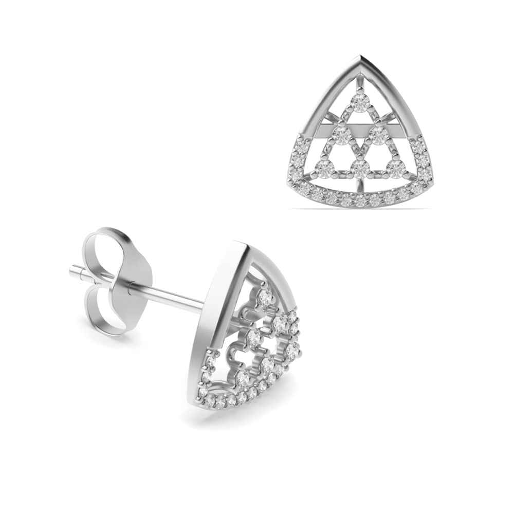 4 prong setting round shape triangle style designer earring