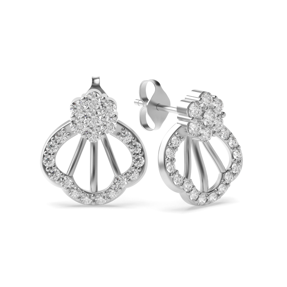4 prong setting round shape diamond designer earring