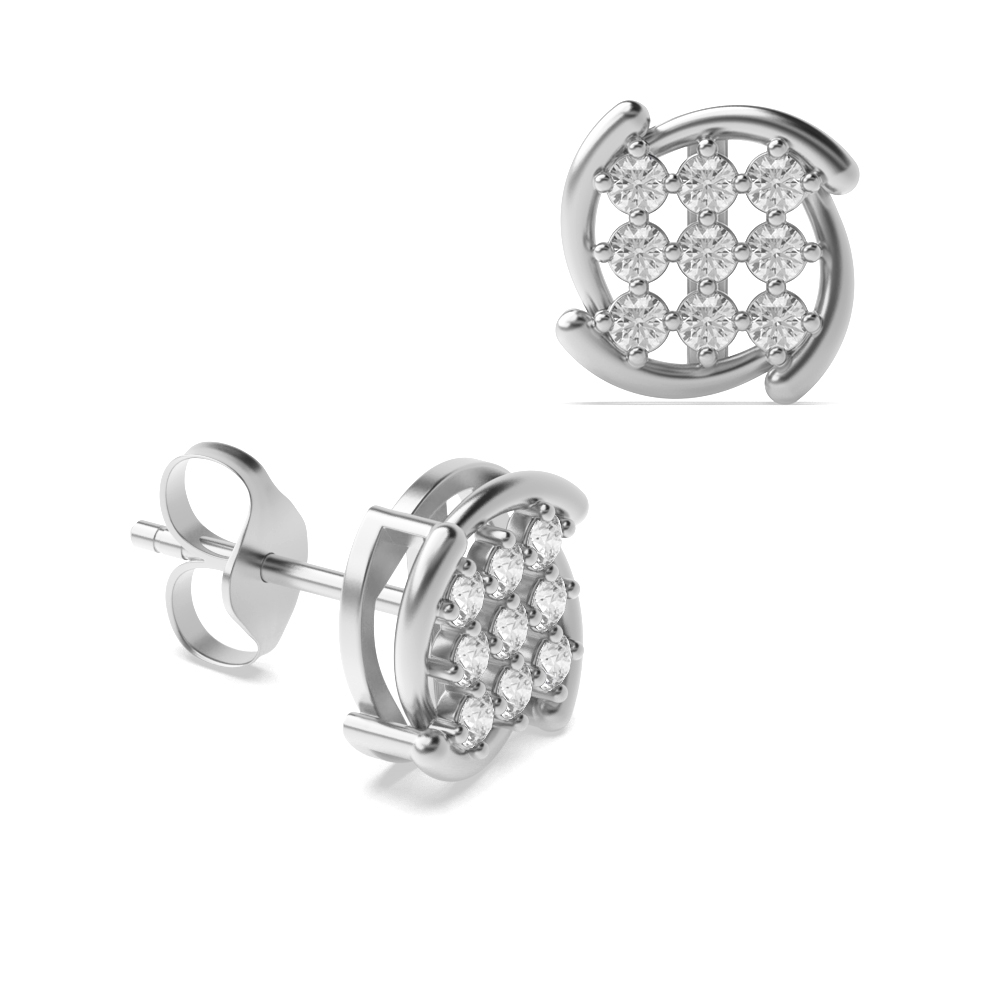 4 Prong Setting Round Shape Diamond Cluster Earring | Abelini 