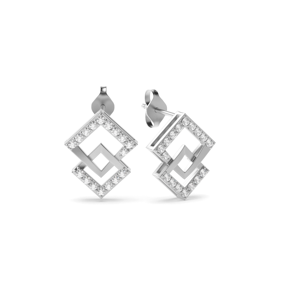 4 prong setting round shape diamond designer earring