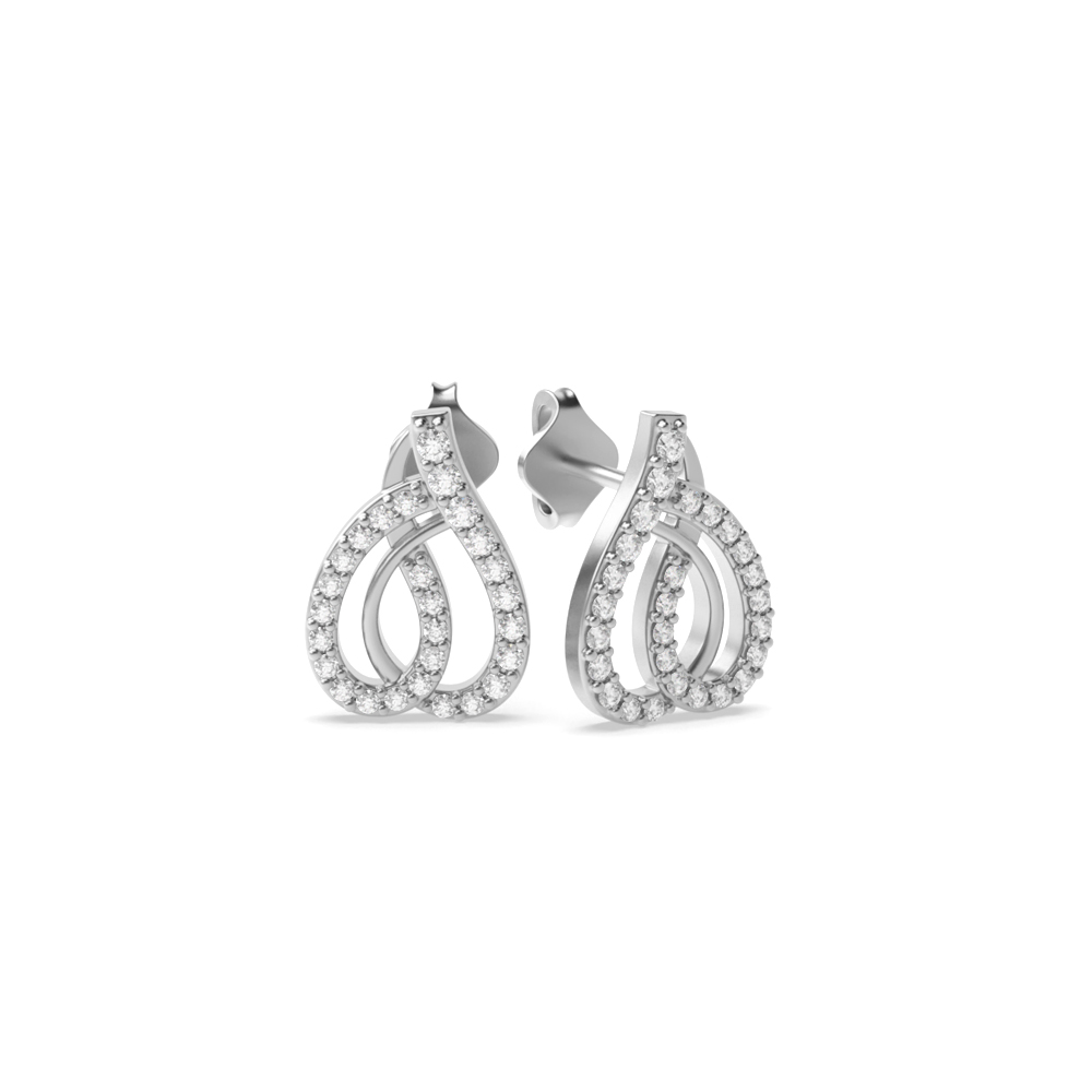 4 prong setting round shape diamond designer earring