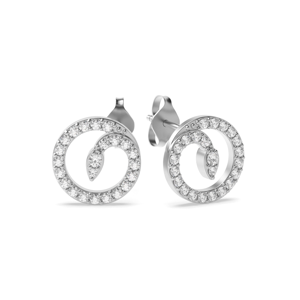 4 Prong Setting Round Shape Circle Style Designer Earring