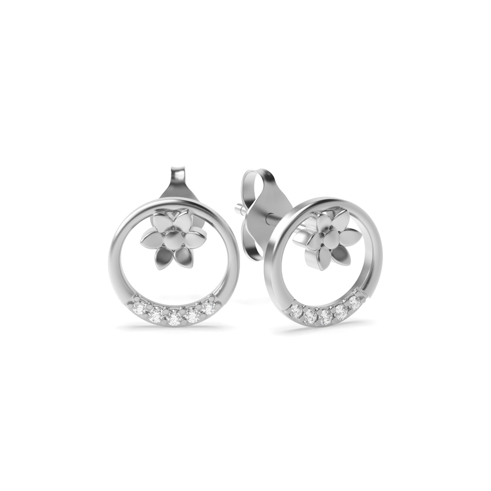 4 Prong Setting Round Shape Circle Diamond Designer Earring