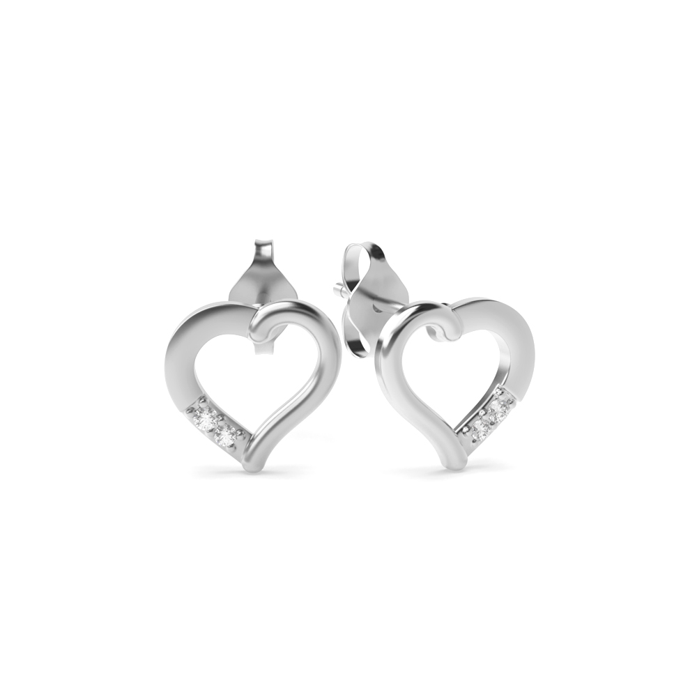 4 Prong Setting Round Shape Heart Style Designer Earring