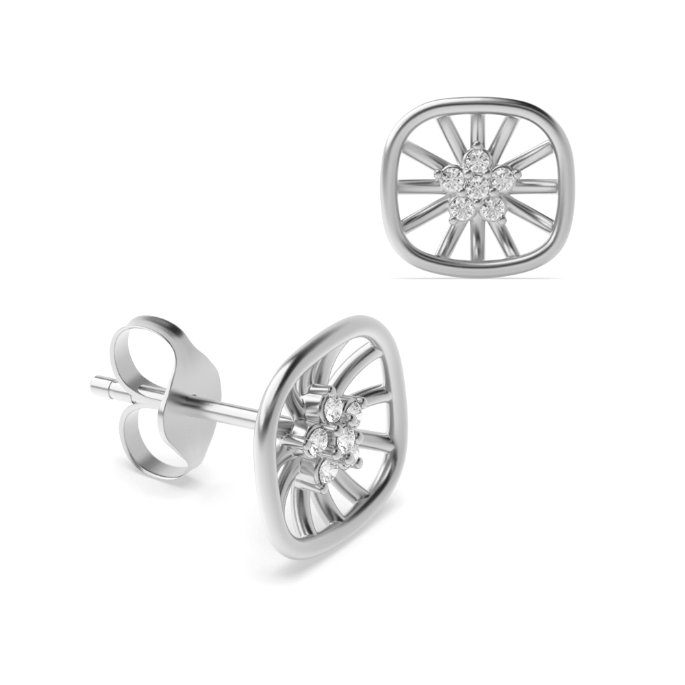 3 prong setting round shape diamond designer earring