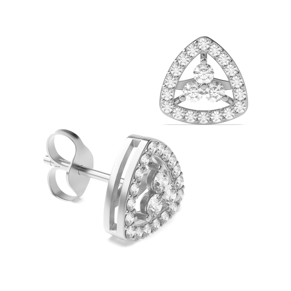 3 prong setting round shape triangle style designer earring