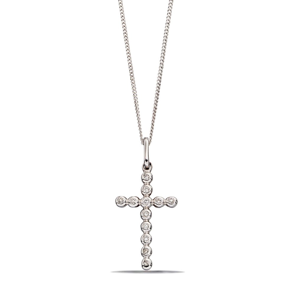 Rub over Must Have Lab Grown Diamond Cross Pendant Necklace (18mm X 9mm)