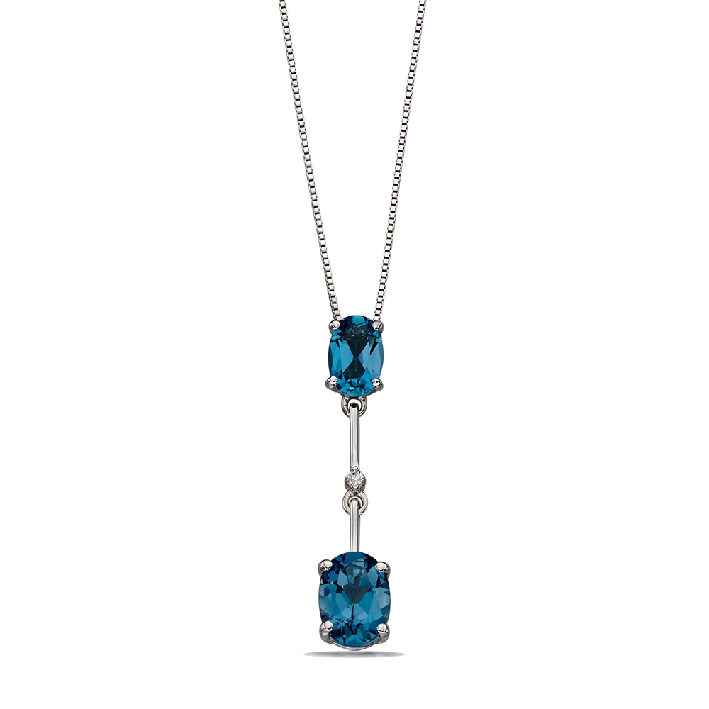 Buy Blue Topaz Stick Drop Diamond Pendant (25Mm X 5Mm) - Abelini