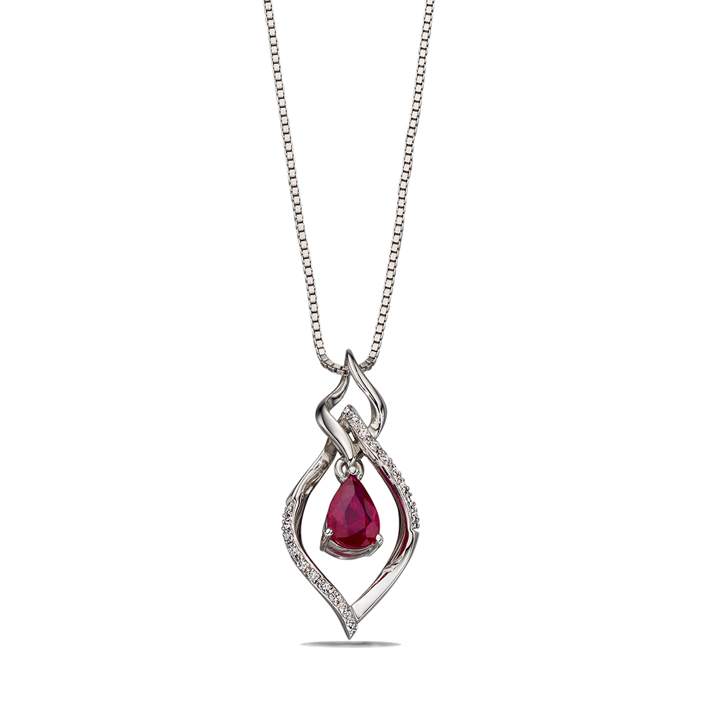 Open Marquise Ruby & Diamond Pendant (20mm X 10mm)