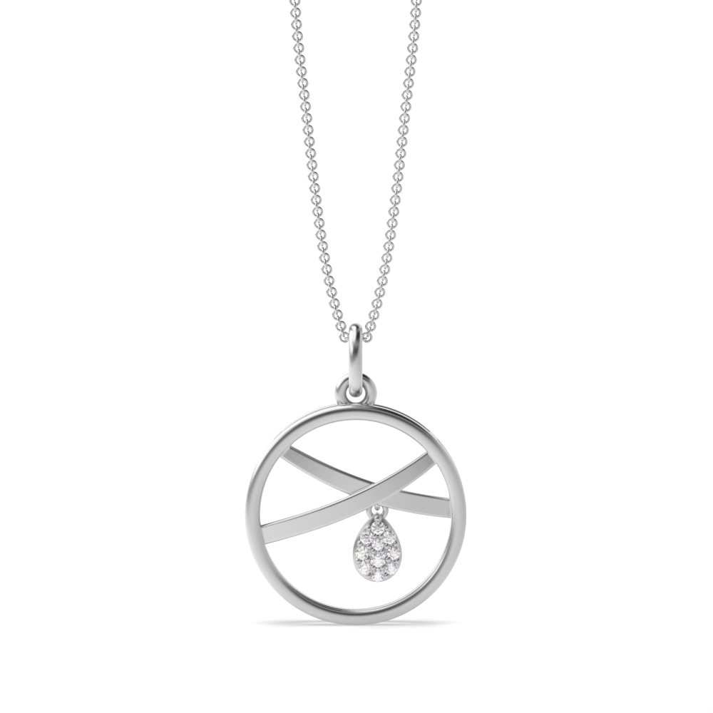 Hoopla Pendant with Tear Drop Charm Diamond Necklace (14.5mm X 13mm)