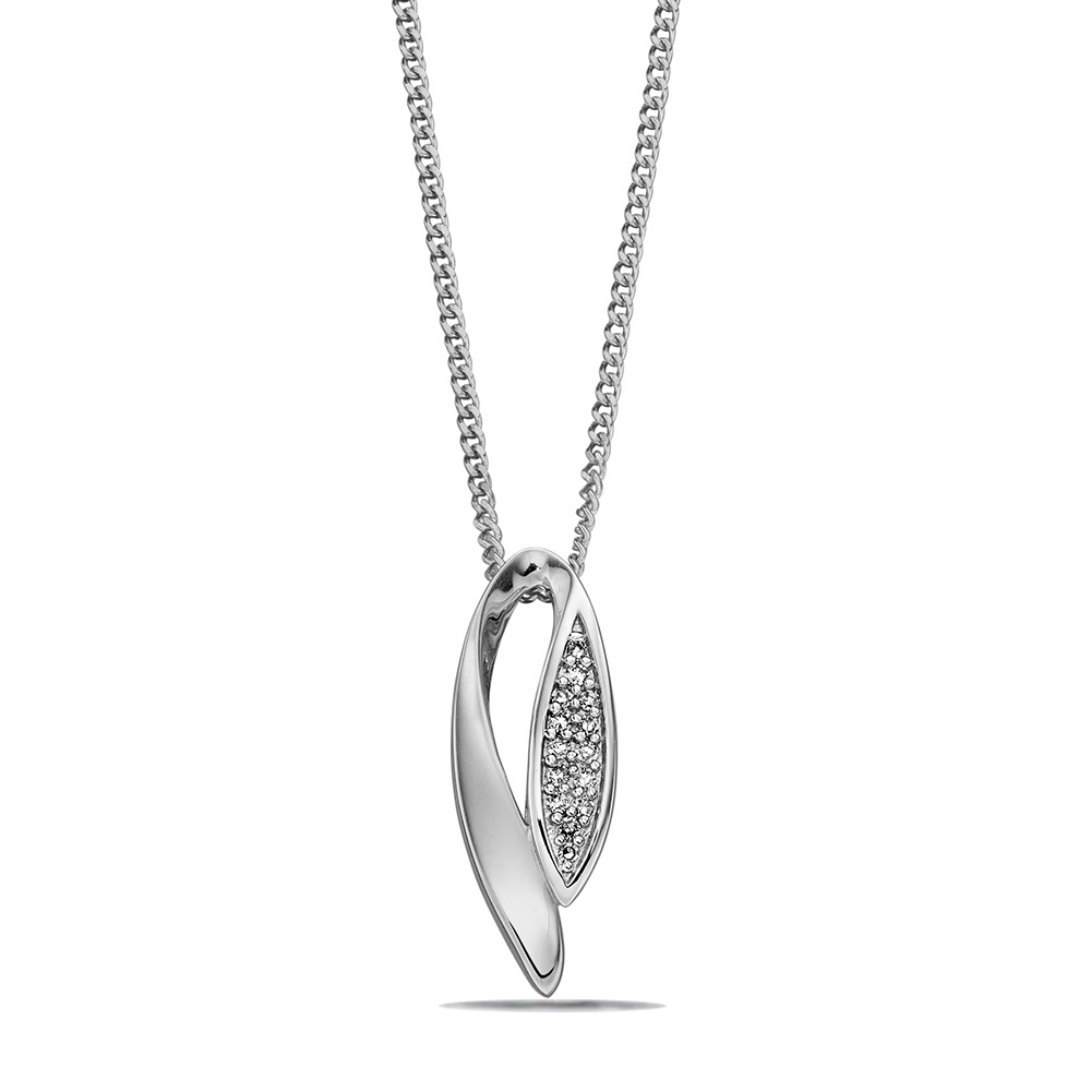Marquise Pendant with Pave Detail Diamond Necklace (15mm X 5.5mm)