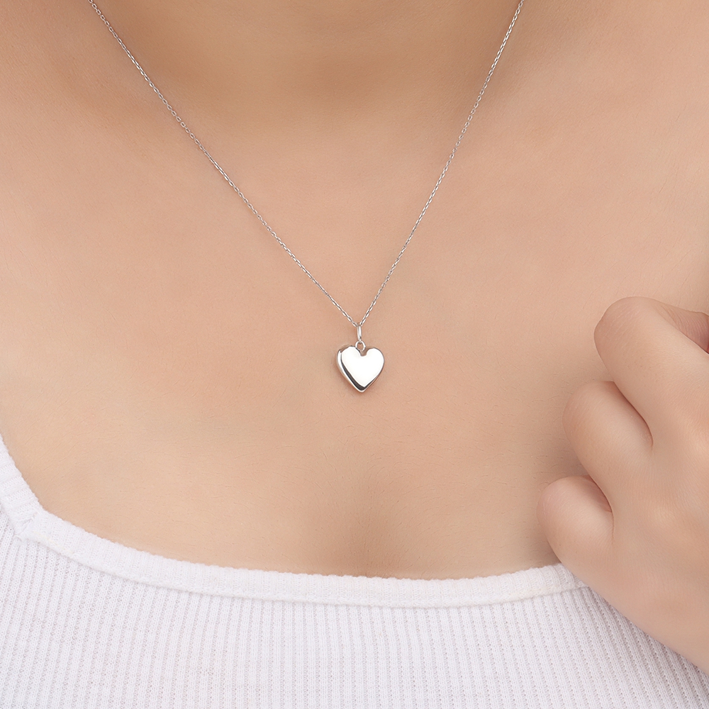 White Gold Personalize Heart Pendant Necklace