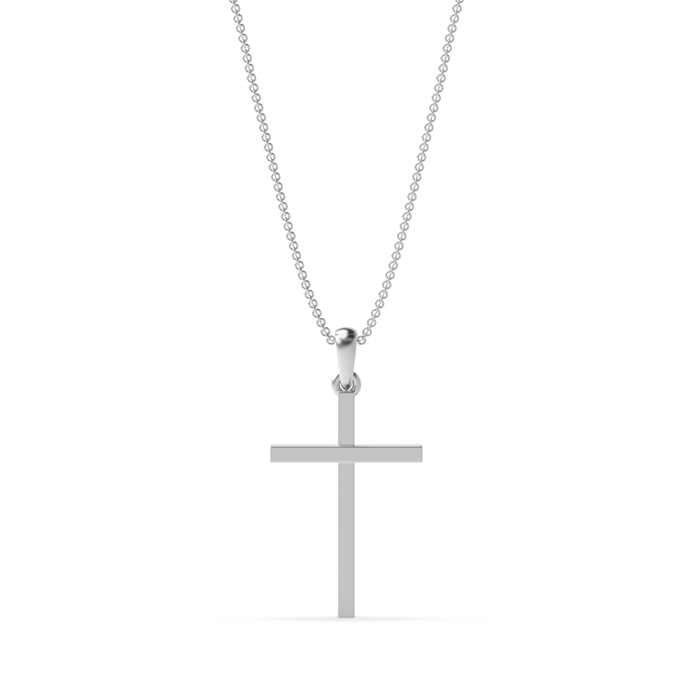 Plain Cross Pendant Necklace in Gold and Platinum (21mm X 13mm)