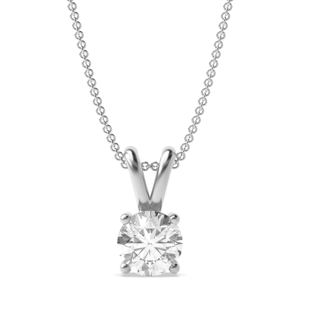 Round 4 Prong Set Solitaire Moissanite Pendant Necklace