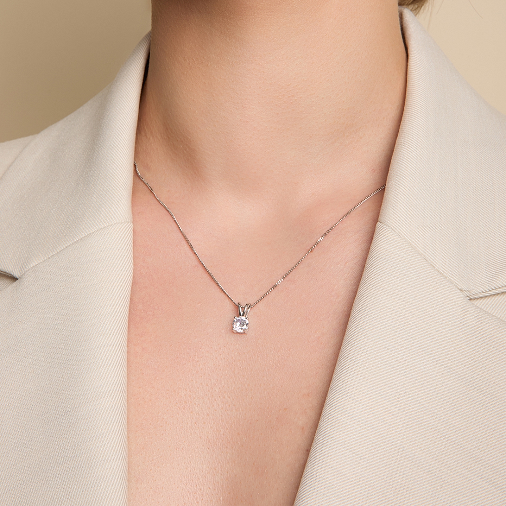 4 Prong Platinum split bale Solitaire Pendant Necklace