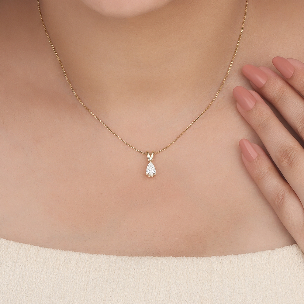 Prong Pear Split bale Pendant Necklaces