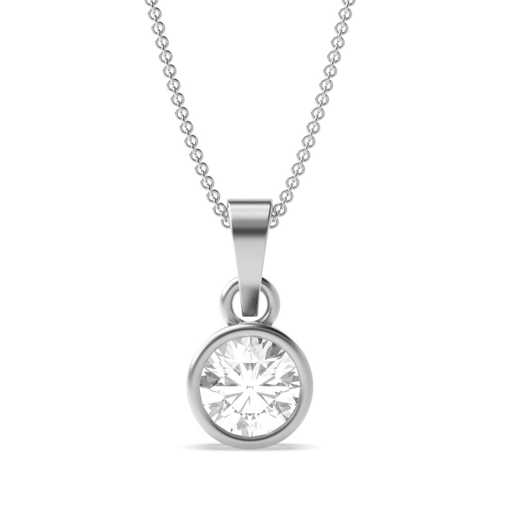 Full Bezel Prong Setting Round Solitaire Lab Grown Diamond Pendant