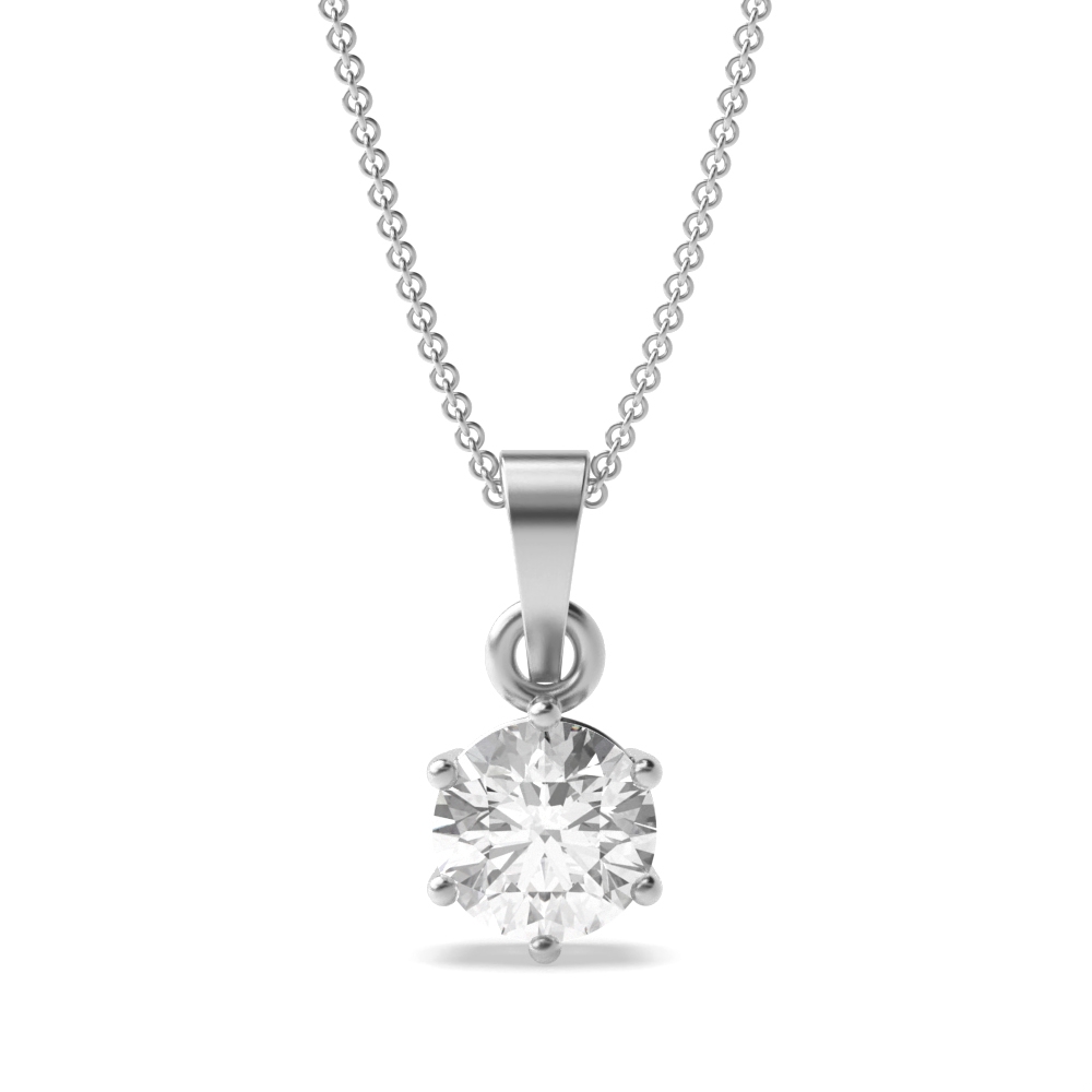 Buy 6 Prong Setting Round Solitaire Lab Grown Diamond Pendant - Abelini