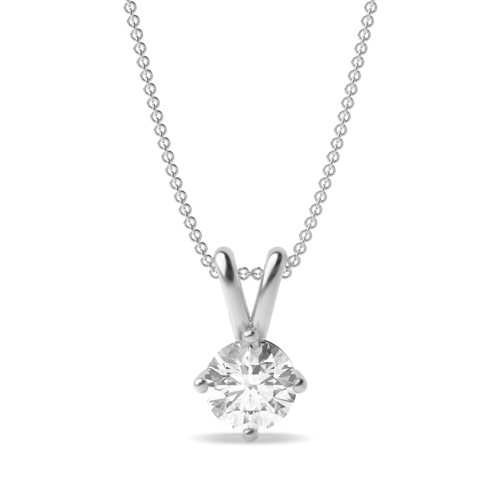 Buy 4 Prong Setting Round Solitaire Moissanite Pendant - Abelini