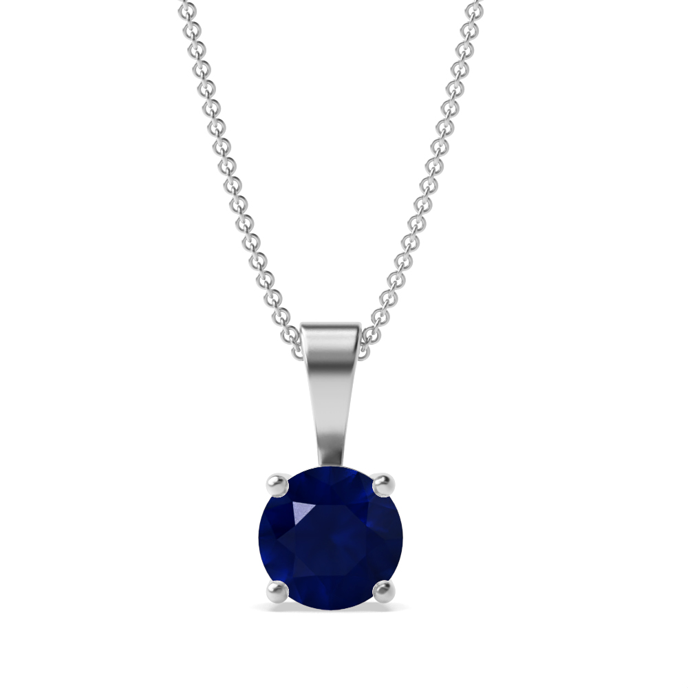 4 Claw Solid Bale Blue Sapphire Gemstone Necklace