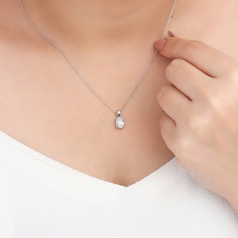 4 Prong Oval Solid bale basket set Pendant Necklaces