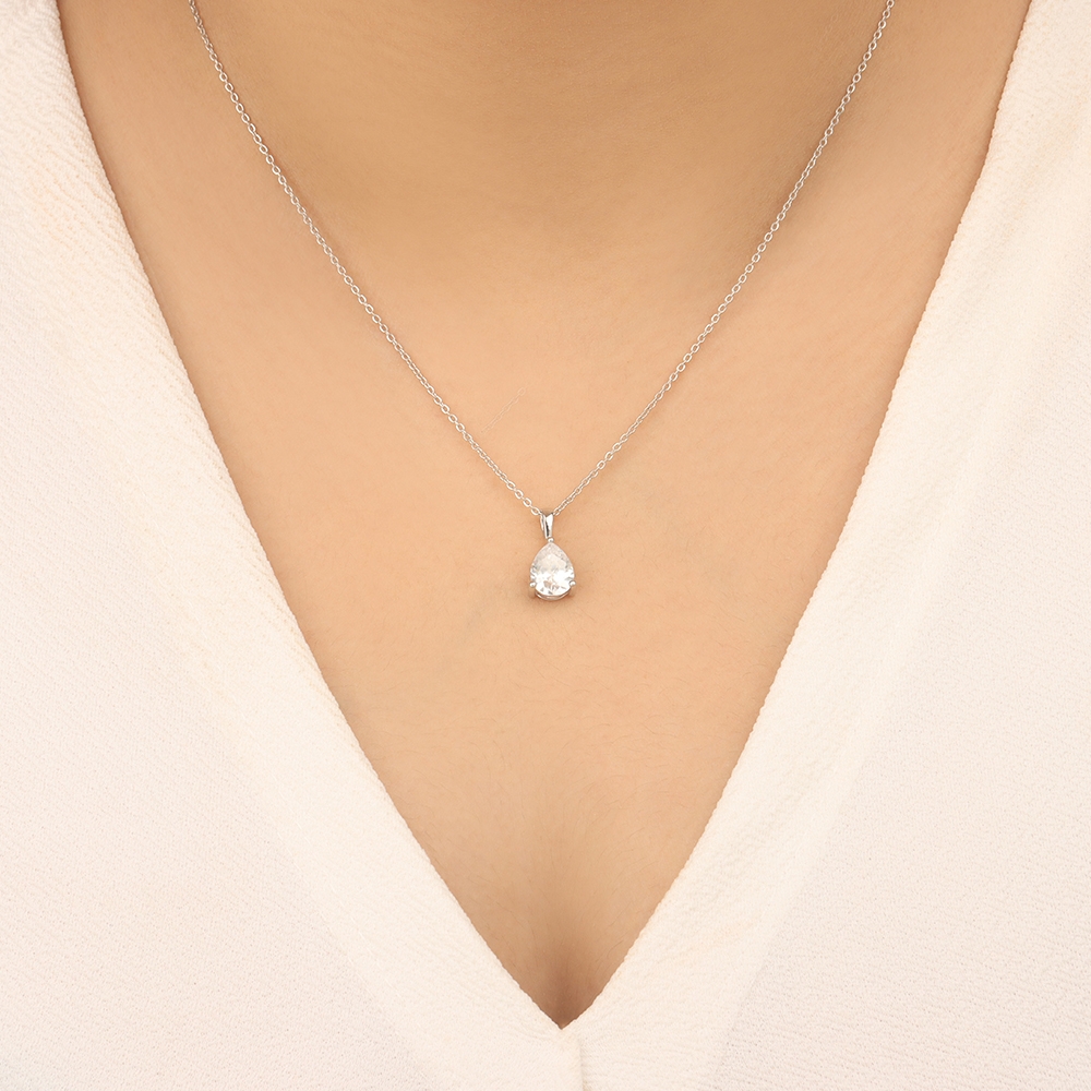 Prong Pear Solid bale basket set Pendant Necklaces