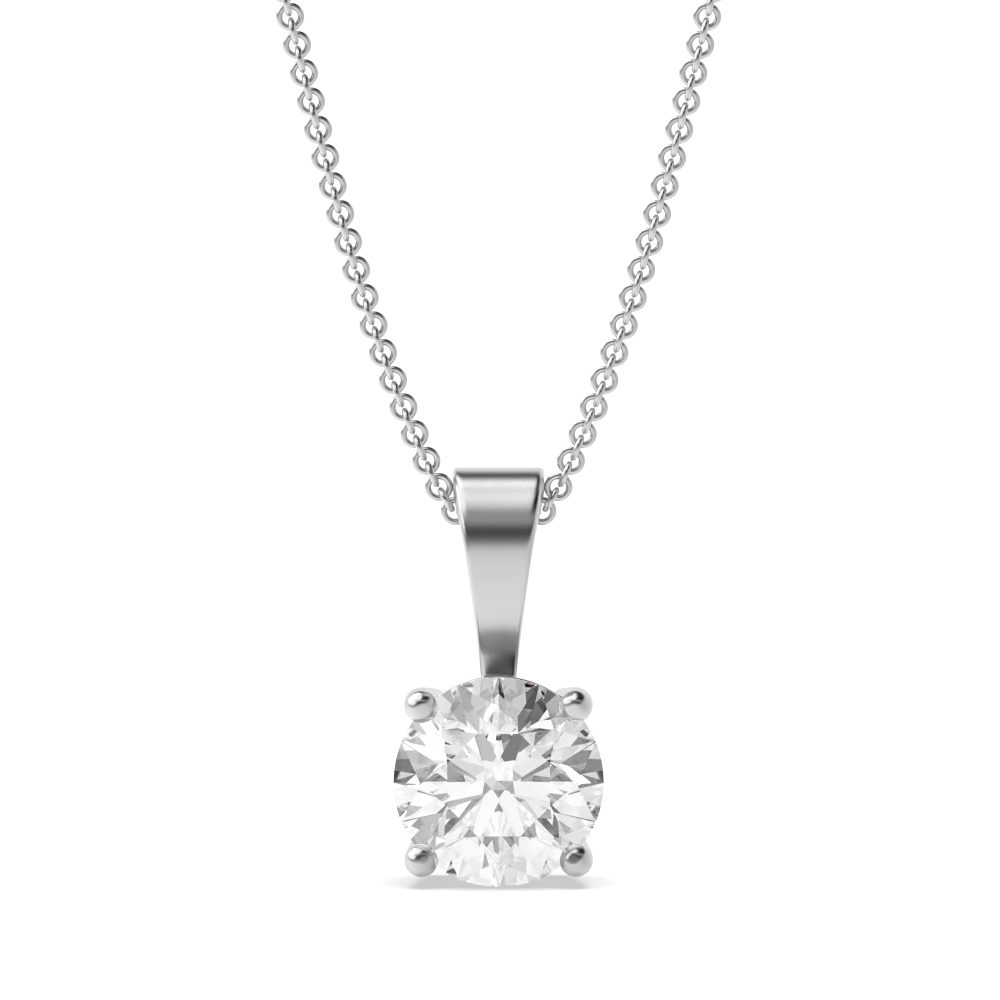 Round Moissanite Solitaire Moissanite Necklace in Gold and Platinum