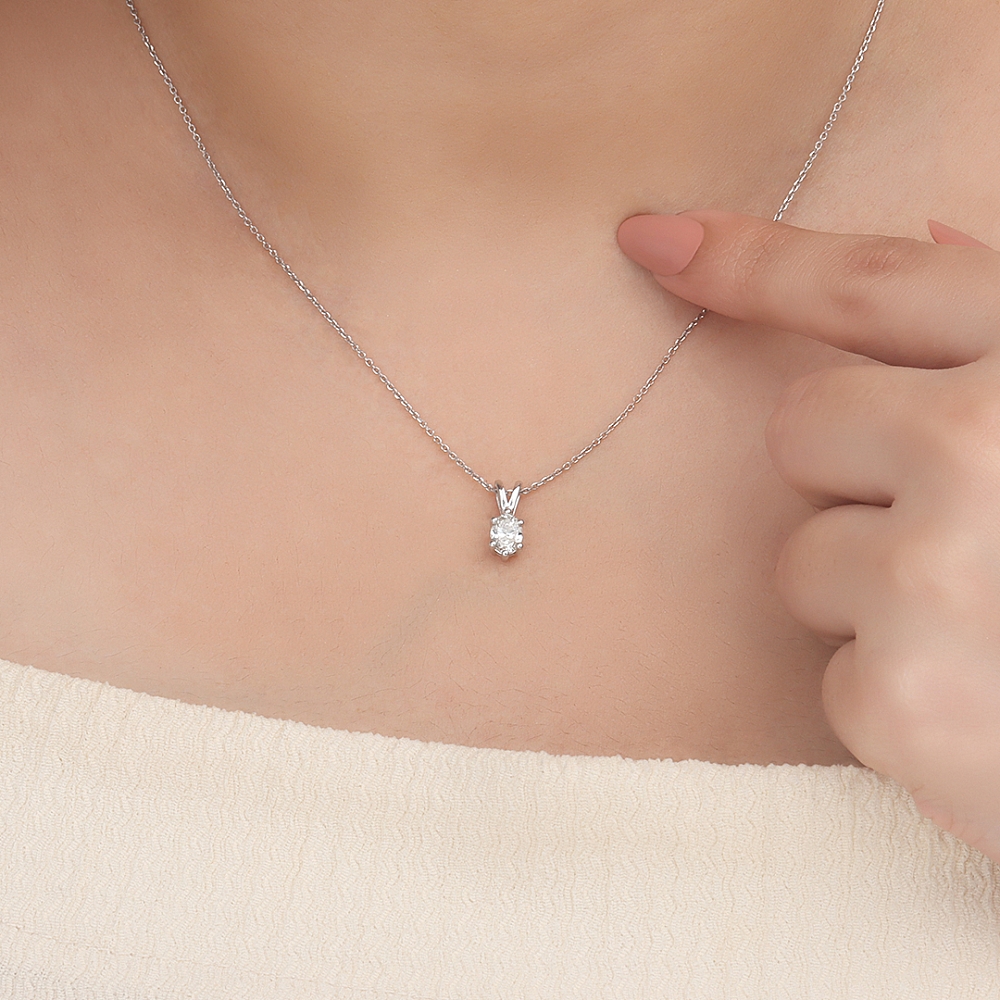 6 Prong Oval Split bale Pendant Necklaces