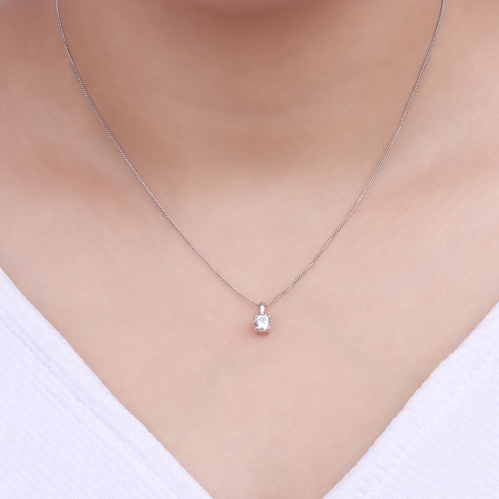 4 Prong Radiate Naturally Mined Diamond Solitaire Pendant Necklace