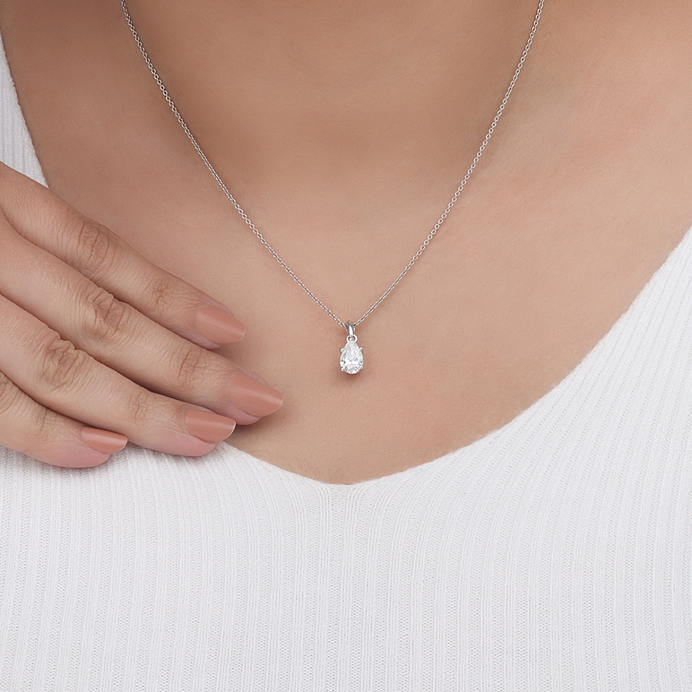 Prong Pear Designer bale Pendant Necklaces