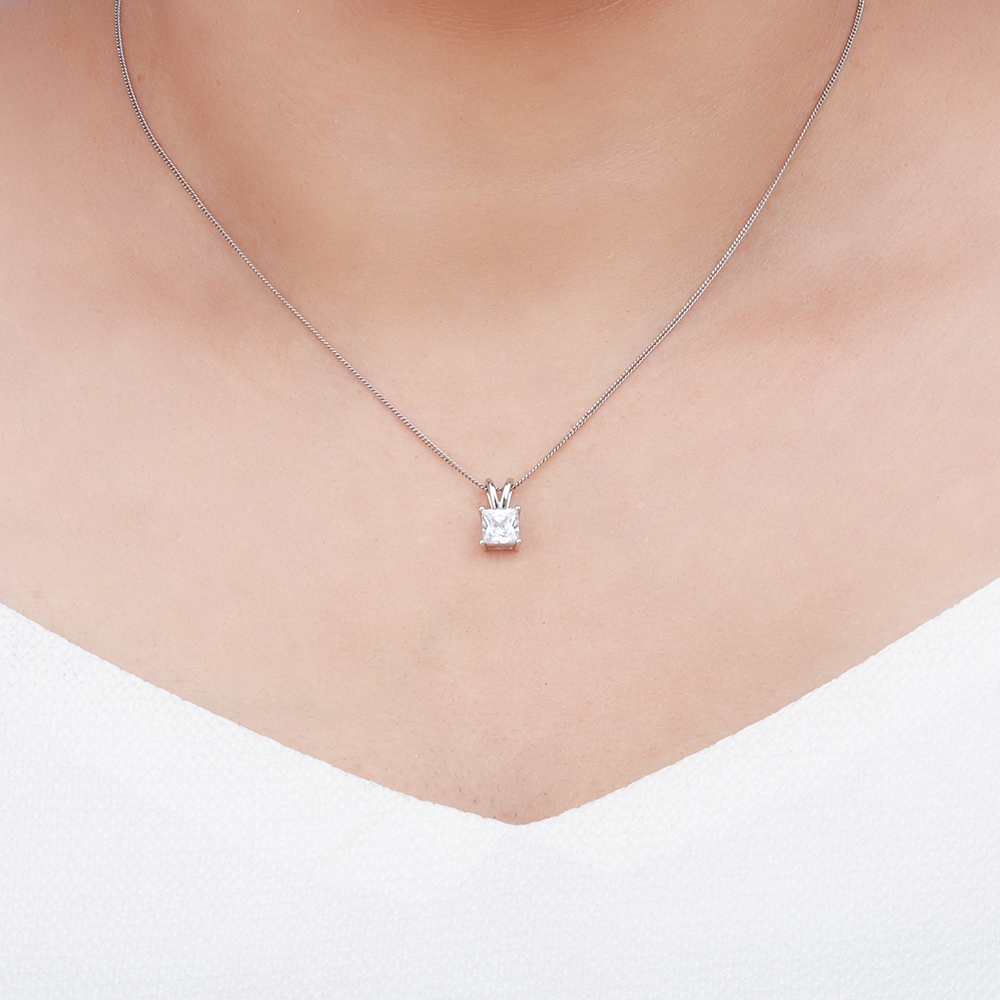 4 Prong Shine Lab Grown Diamond Solitaire Pendant Necklace