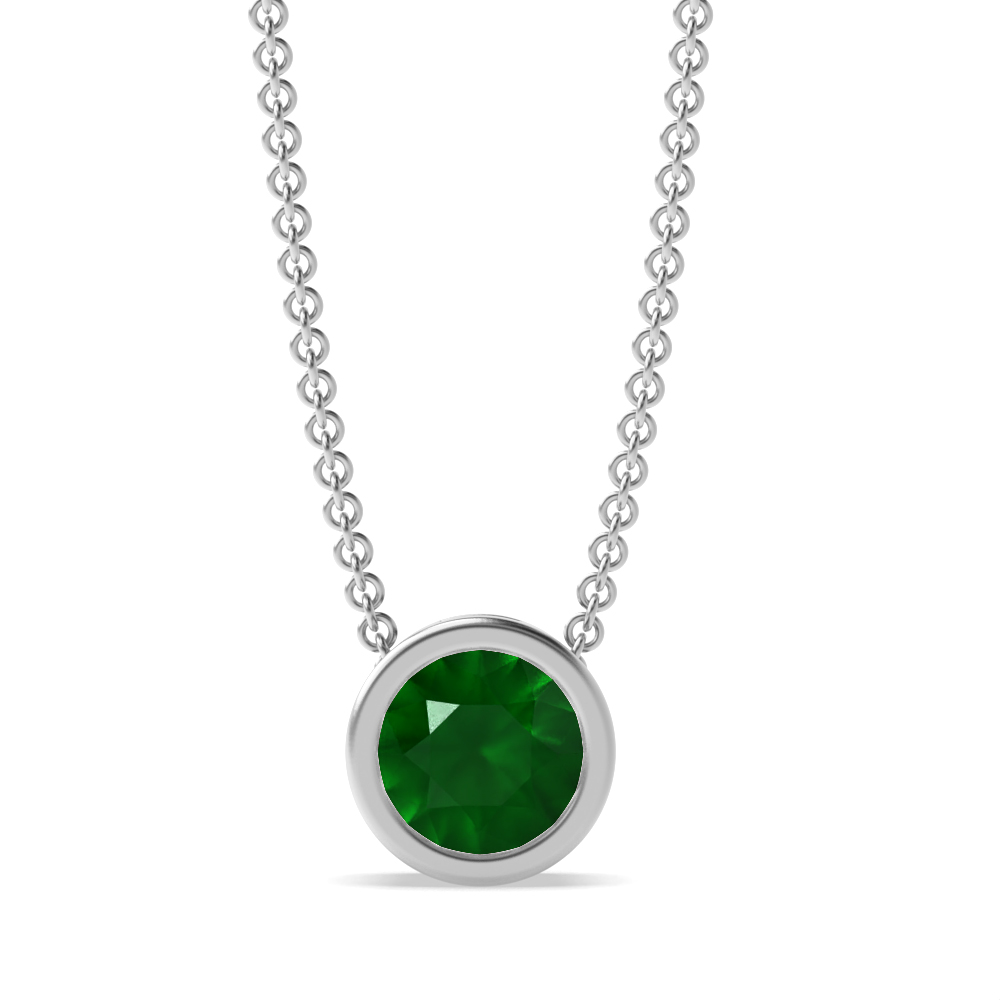 Bezel Setting Sliding Emerald Gemstone Necklace