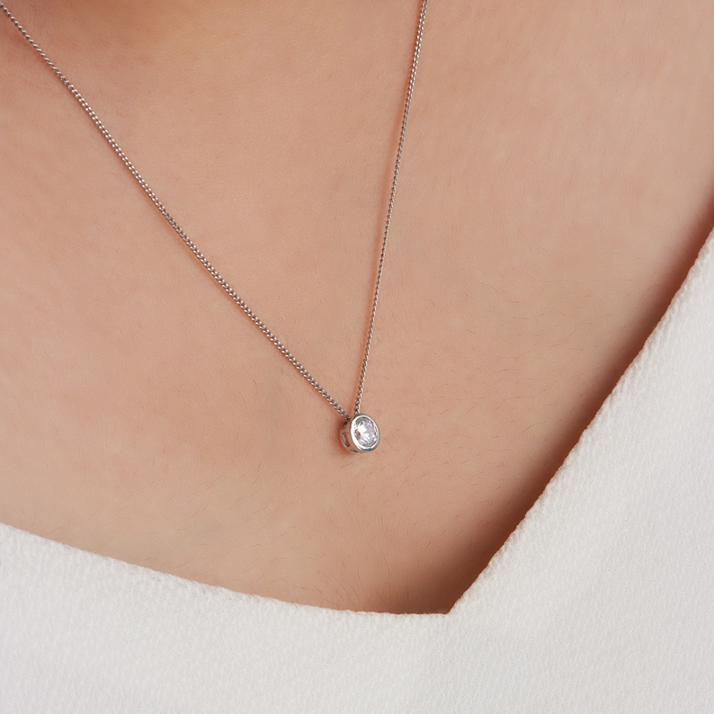 Bezel Setting classic Lab Grown Diamond Solitaire Pendant Necklace