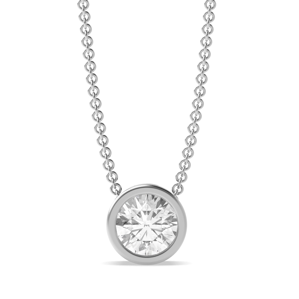 Full Bezel Set Round Solitaire Diamond Pendant in Gold or Platinum