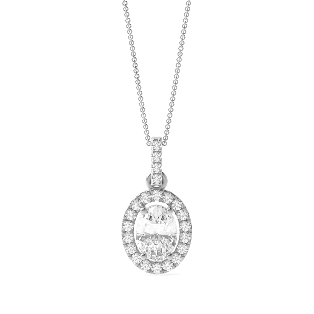 Classic Popular Style Oval Shape Halo Moissanite Pendant