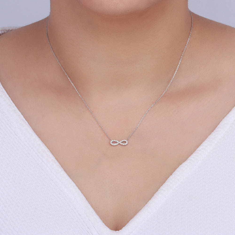 Pave Setting Round Infinity Designer Pendant Necklace