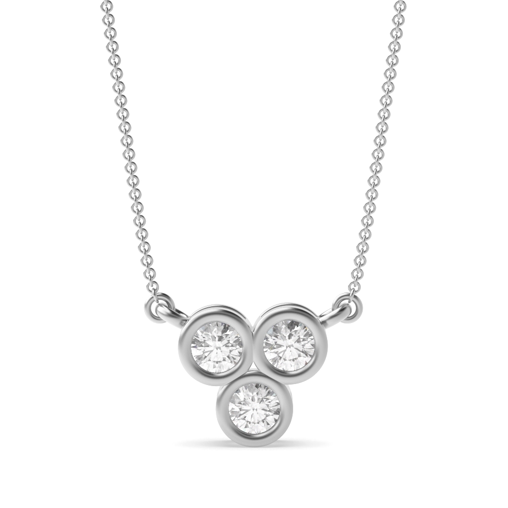 Trilogy Diamond Necklace Pendant For Women (5.0Mm-9.0Mm)