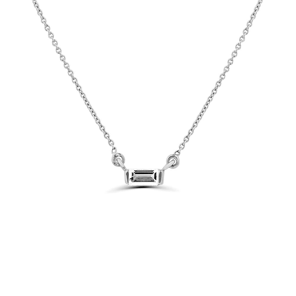 Baguette Diamond Solitaire Diamond Necklace Pendant