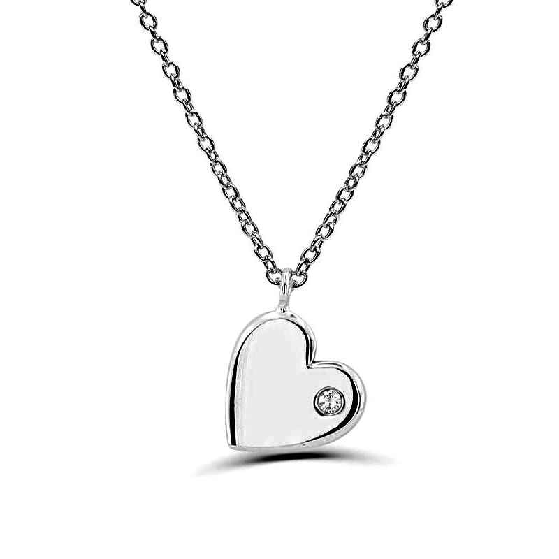 0.02Ct Heart Diamond Solitaire Pendant Necklace for Women (10X10Mm)