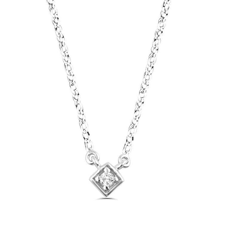 0.03Ct Diamond Solitaire Pendant Necklace for Women (5X5Mm)