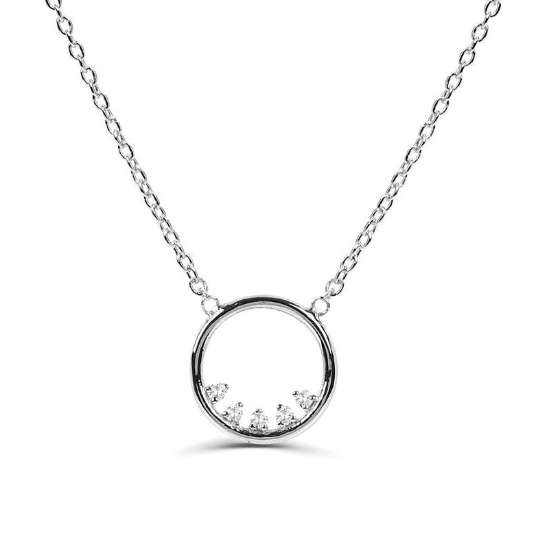 0.07Ct Circle Diamond Necklace Pendant for Women (12X12Mm)
