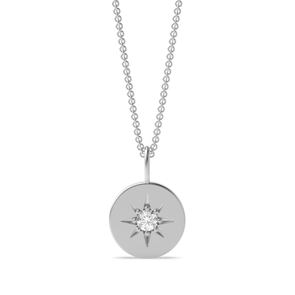 0.05Ct Circle Solitaire Diamond Necklace Pendant for Women (8X8MM)