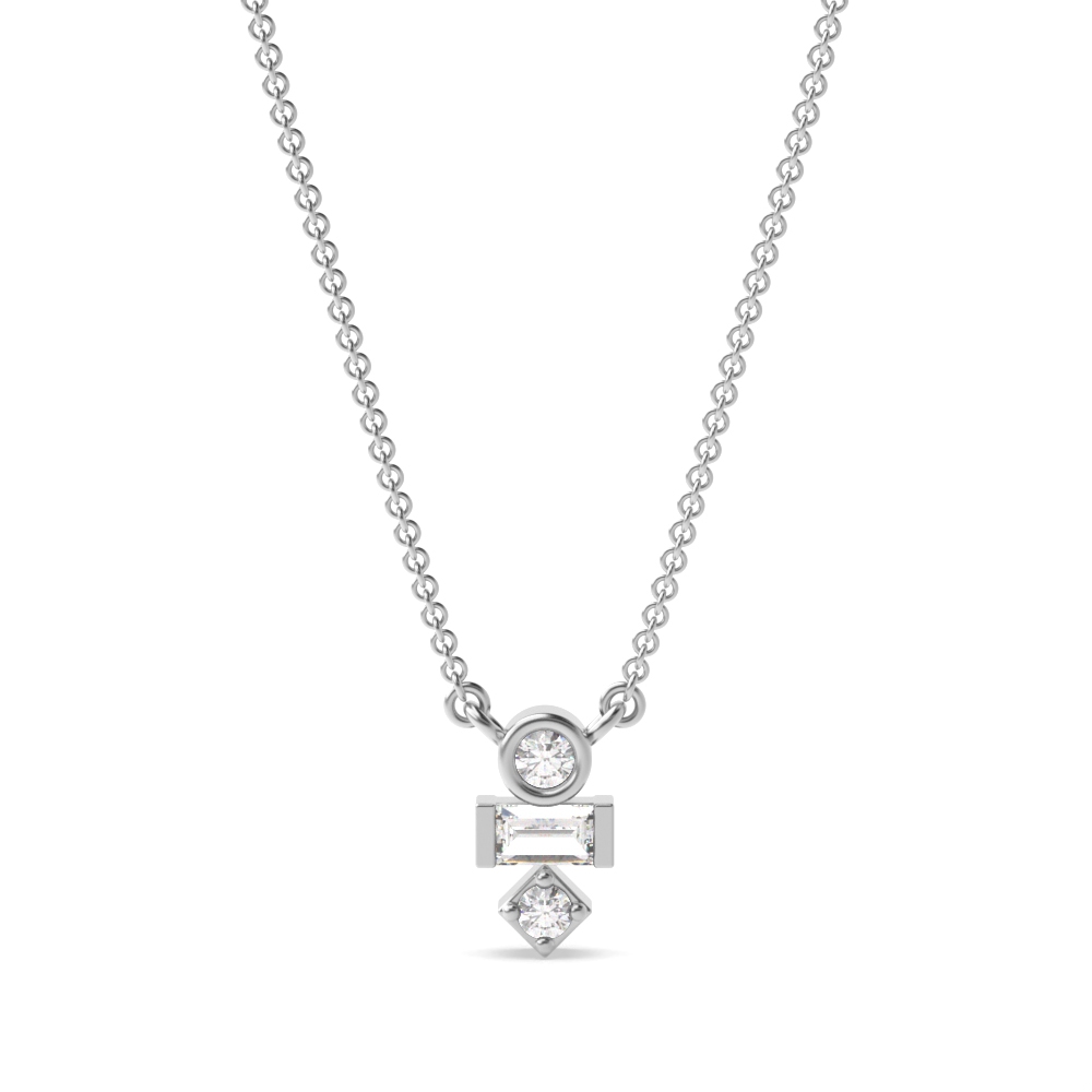 0.15Ct Stack Lab Grown Diamond Necklace Pendant for Women (6X2.75Mm)