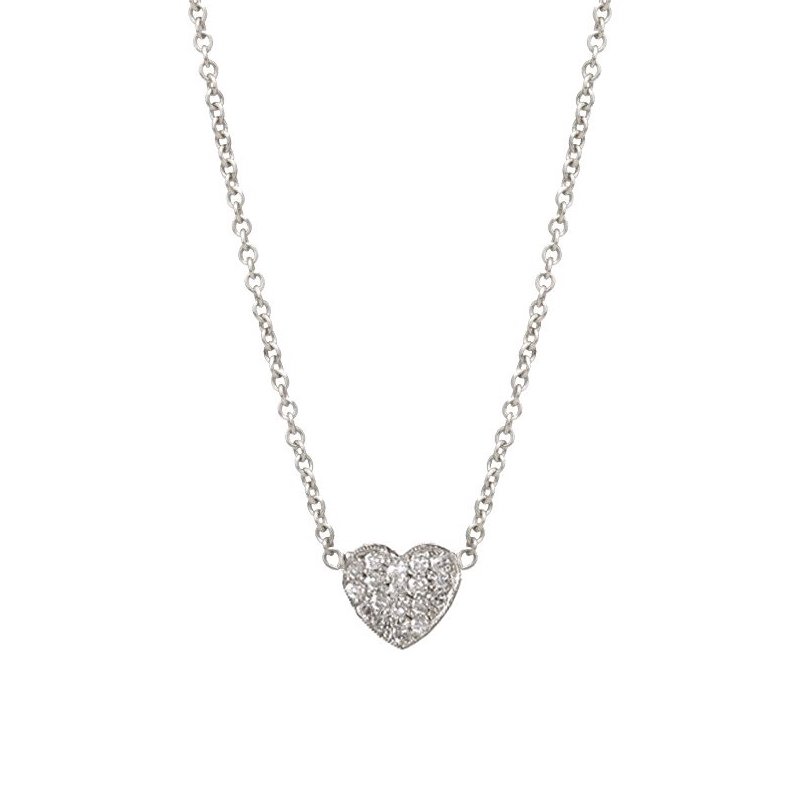 0.1Ct Solid Heart Shape Diamond Necklace Pendant for Women (6X6Mm)