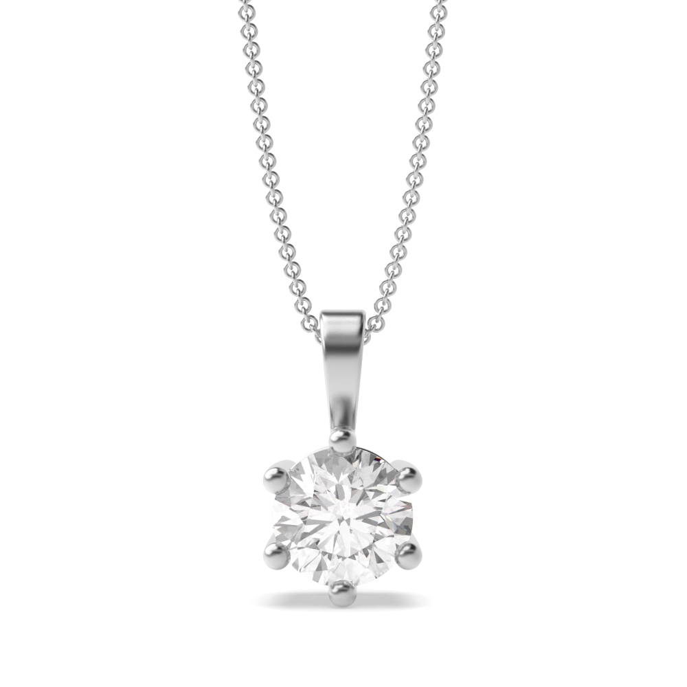 Flower Style Setting Round Shape Solitaire Diamond Necklace