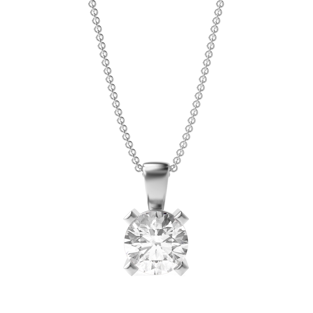 Square Shape Claws Round Shape Solitaire Diamond Necklace