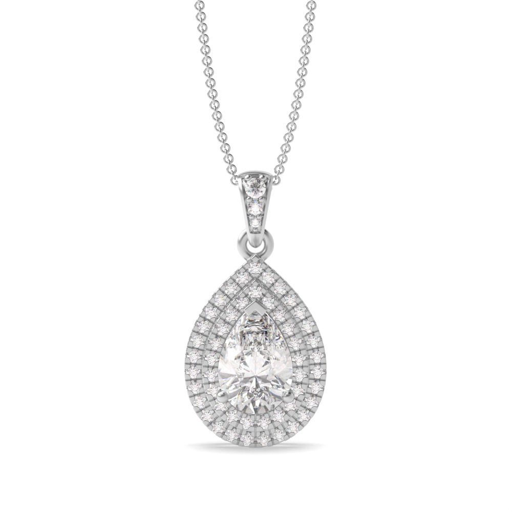 Buy Double Row Dangling Pear Shape Halo Diamond Pendant - Abelini